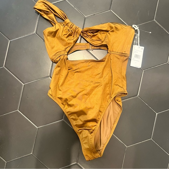 GOOD AMERICAN Bali One Piece bronze cut out swimsuit - Picture 2 of 3
